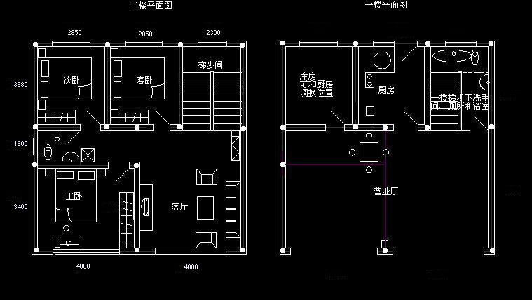 商品和乡村别墅建筑平面草图1 2