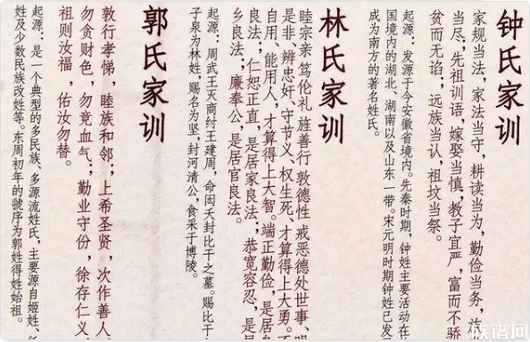 27个常见姓氏的家风家训,有你姓氏的吗?