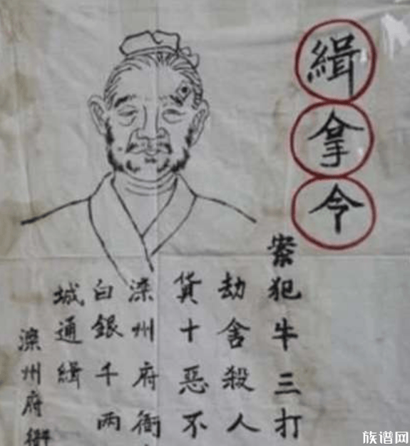 古代通缉令画像图片