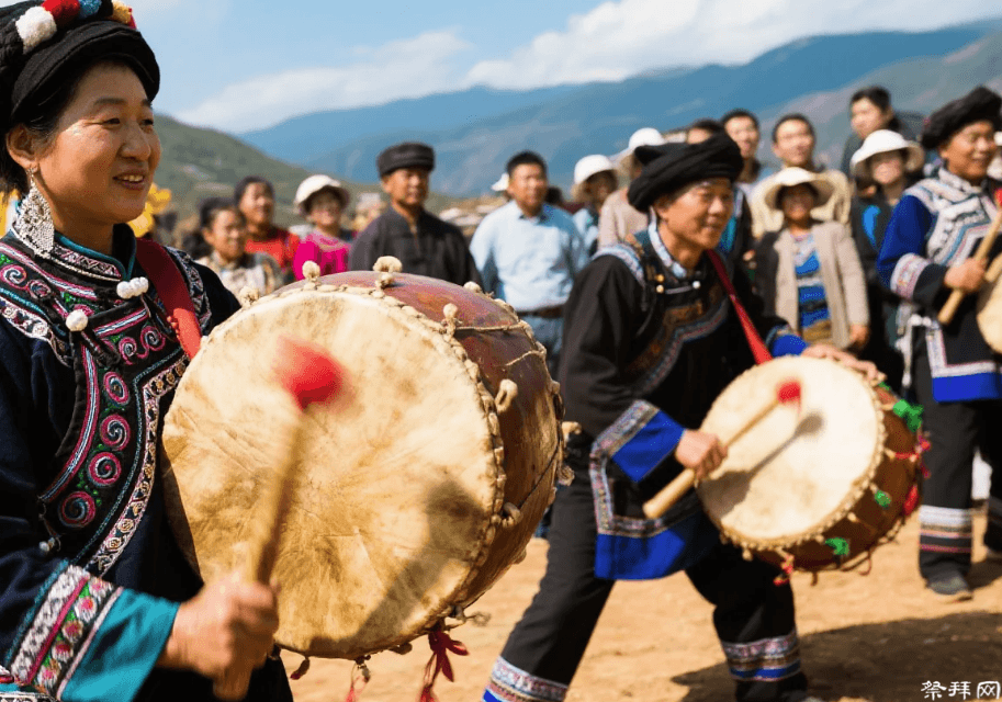 云南永胜的土家人保留了击羊皮鼓、吟唱经文的 “祭龙” 仪式