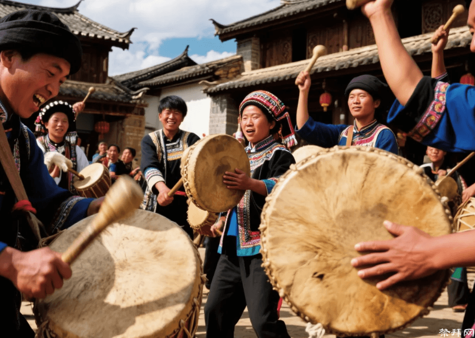 云南永胜的土家人保留了击羊皮鼓、吟唱经文的 “祭龙” 仪式