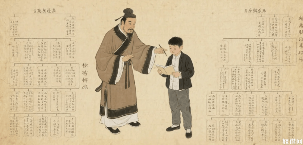 族谱父子传承的两种经典格式：宝塔式与垂珠式解析