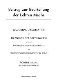 BeitragzurBeurteilungderLehrenMachsInaugural-DissertationzurErlangungderDoktorw&uuml;rde