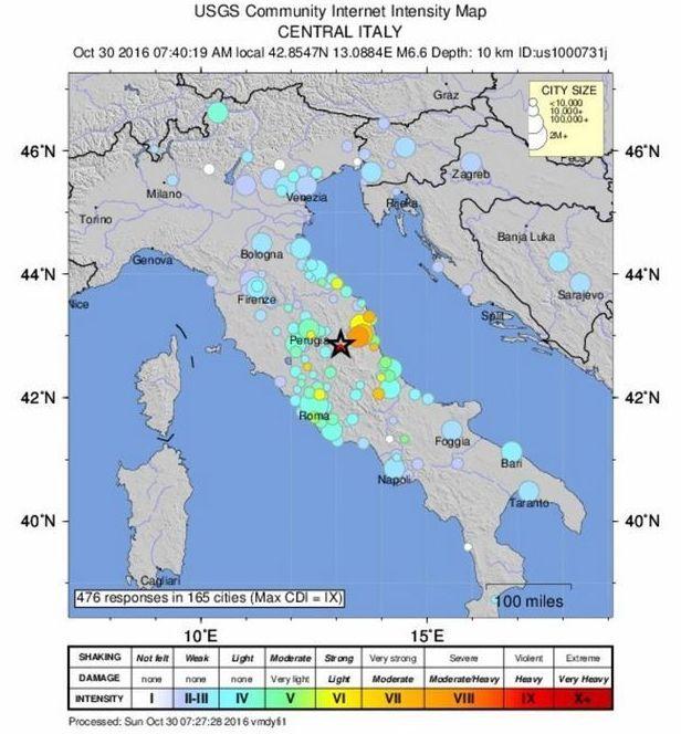 意大利中部发生6.6级地震